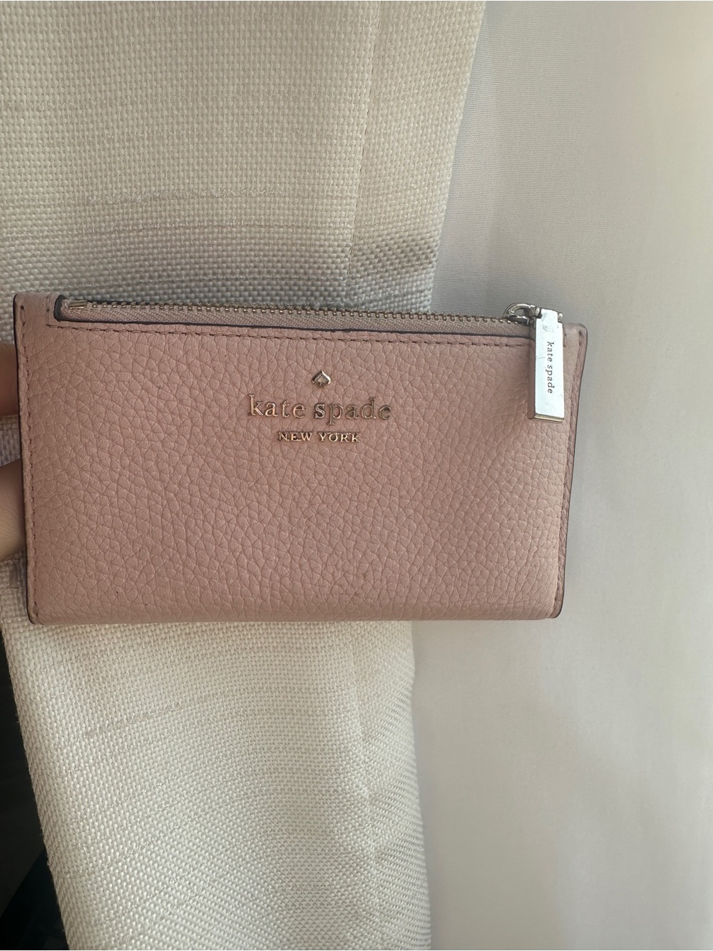 kate spade Blush Pink Pebbled Leather Zip Wallet